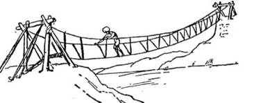 В Гімалаях тубільці роблять міст з трьох линв